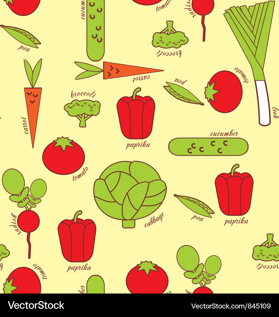 Vibrant Vegetable Pattern Vector Image