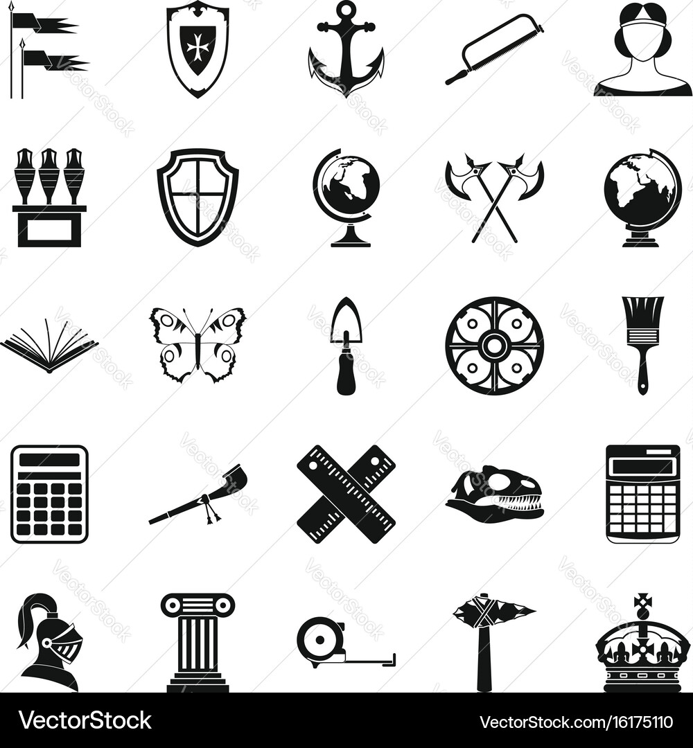 Ancient world icons set simple style vector image