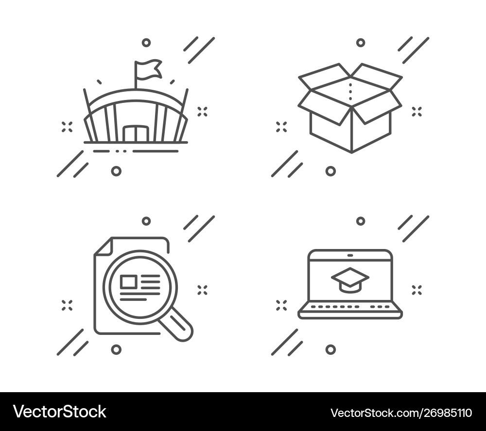 Arena open box and check article icons set Vector Image