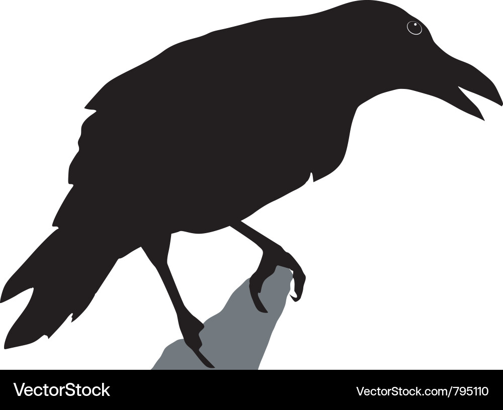 Black Crow Silhouette on Branch Vector Image