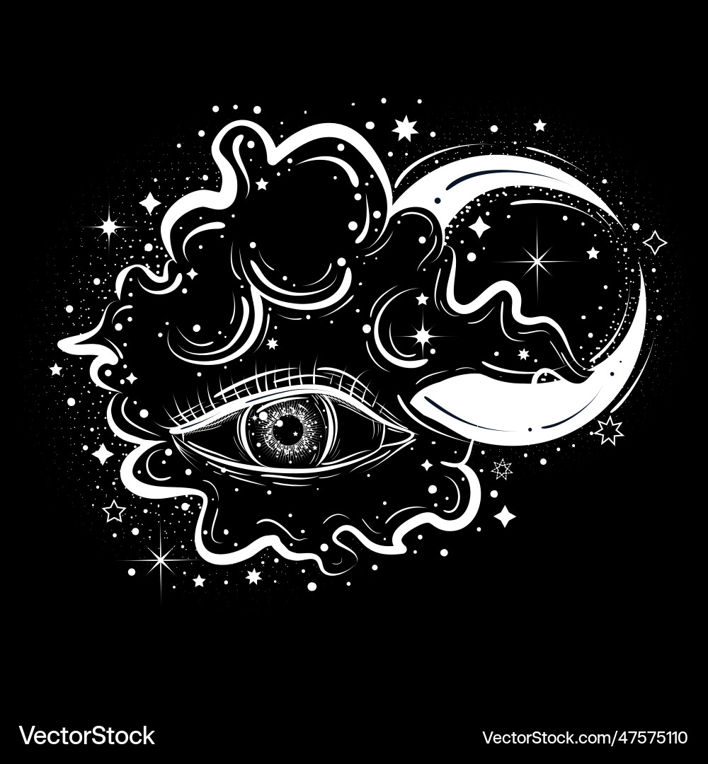 Boho abstract with eye clouds Boho abstract with eye clouds vector image