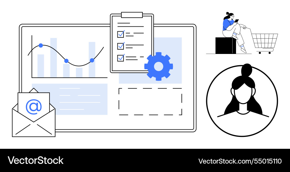 Business analytics with email notifications Business analytics with email notifications vector image