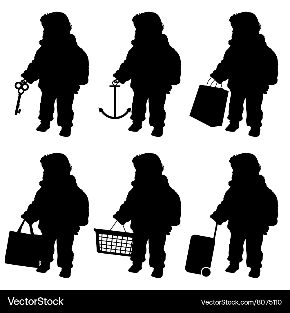Child set with object in hand Vector Image