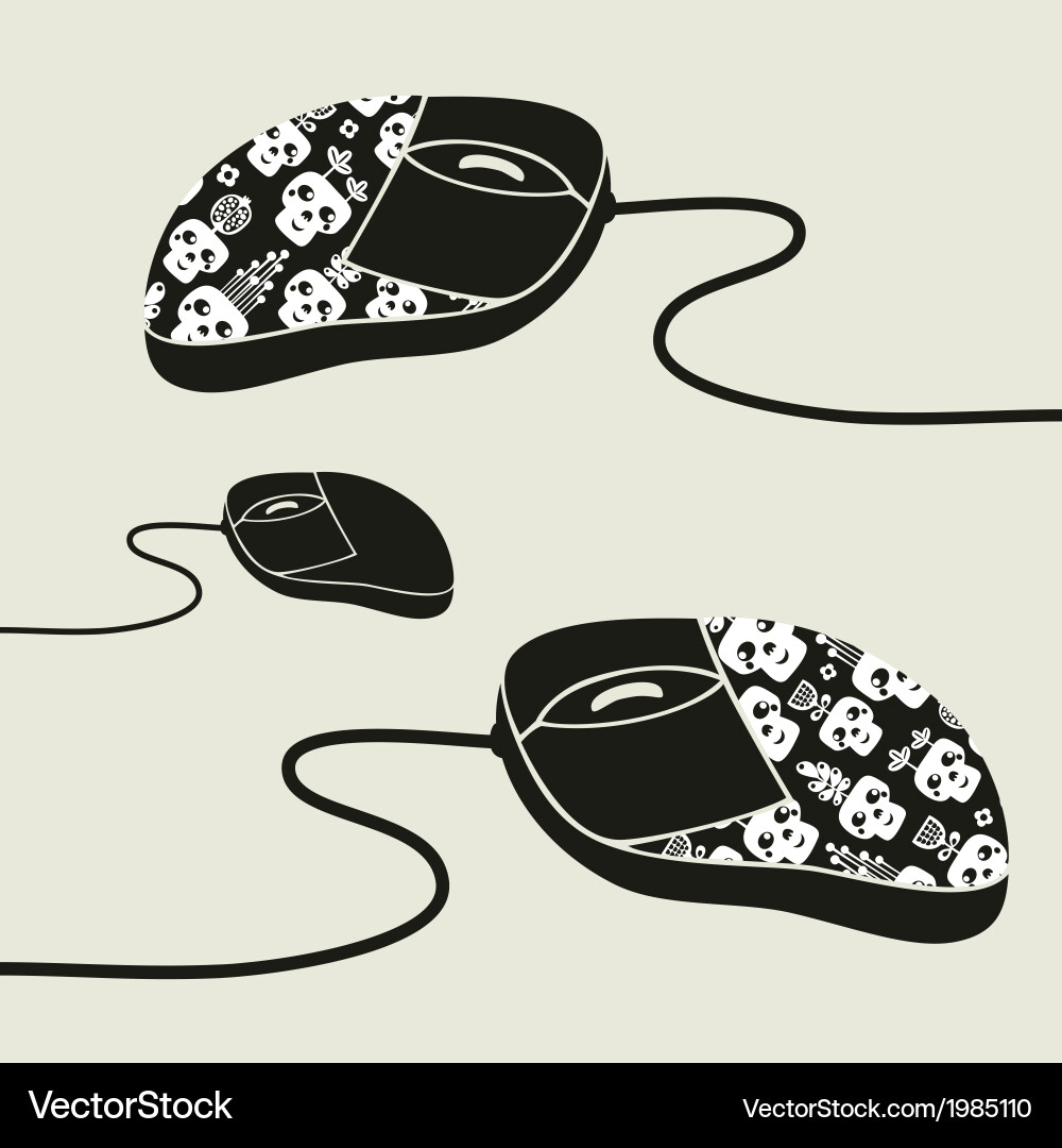 Computer mouse decorated with design print Vector Image