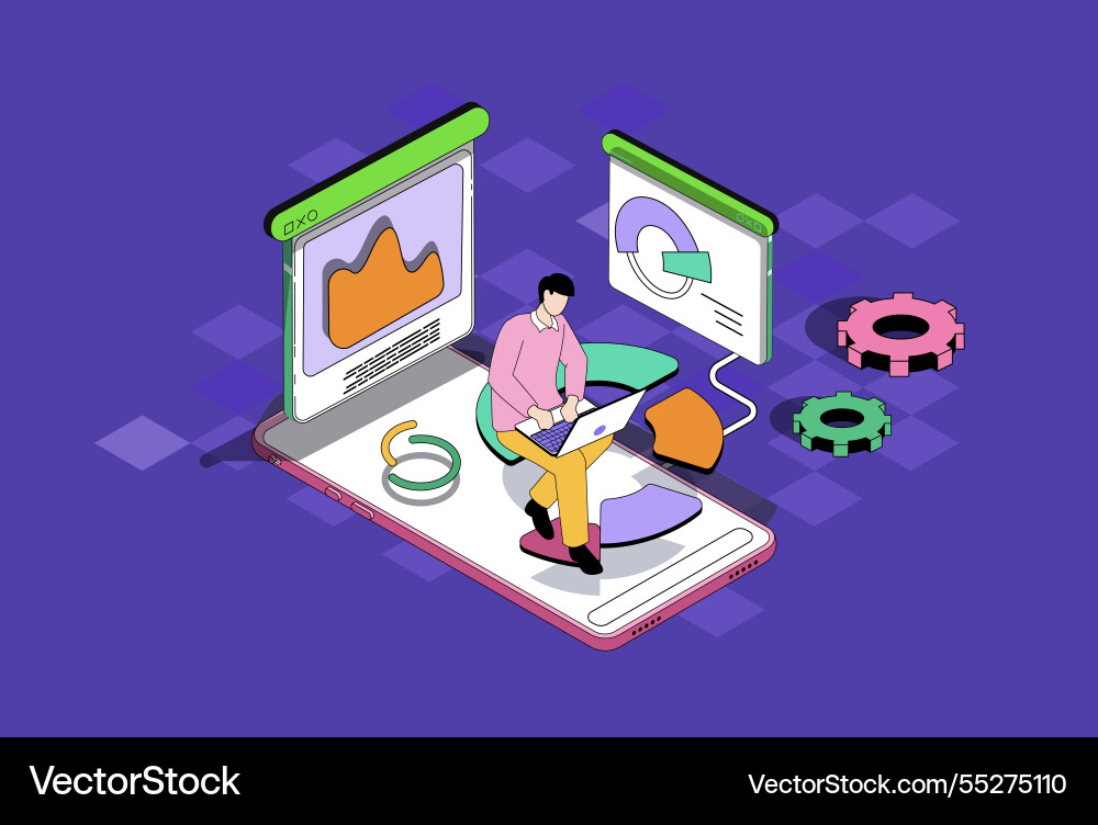 Data analysis web concept in 3d isometric graphic Data analysis web concept in 3d isometric graphic vector image