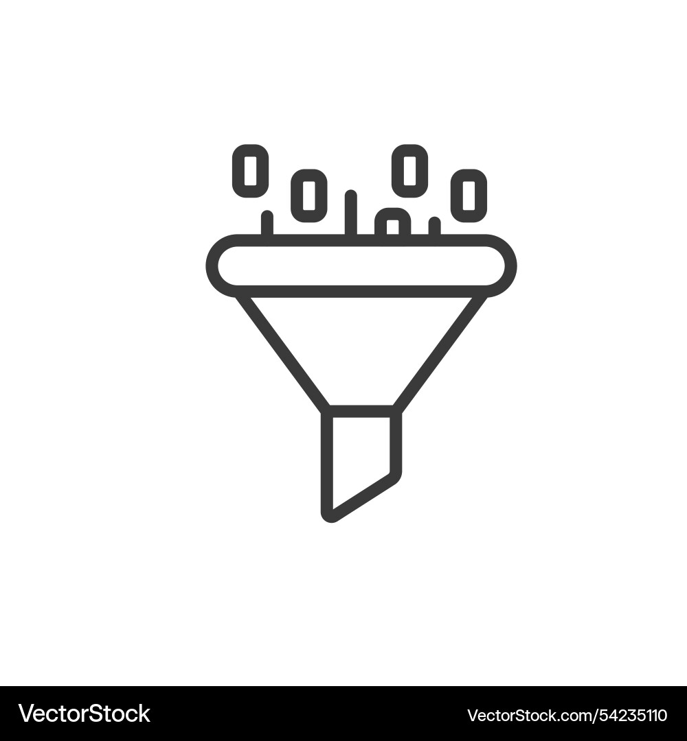 Data funnel icon in line design flow Data funnel icon in line design flow vector image