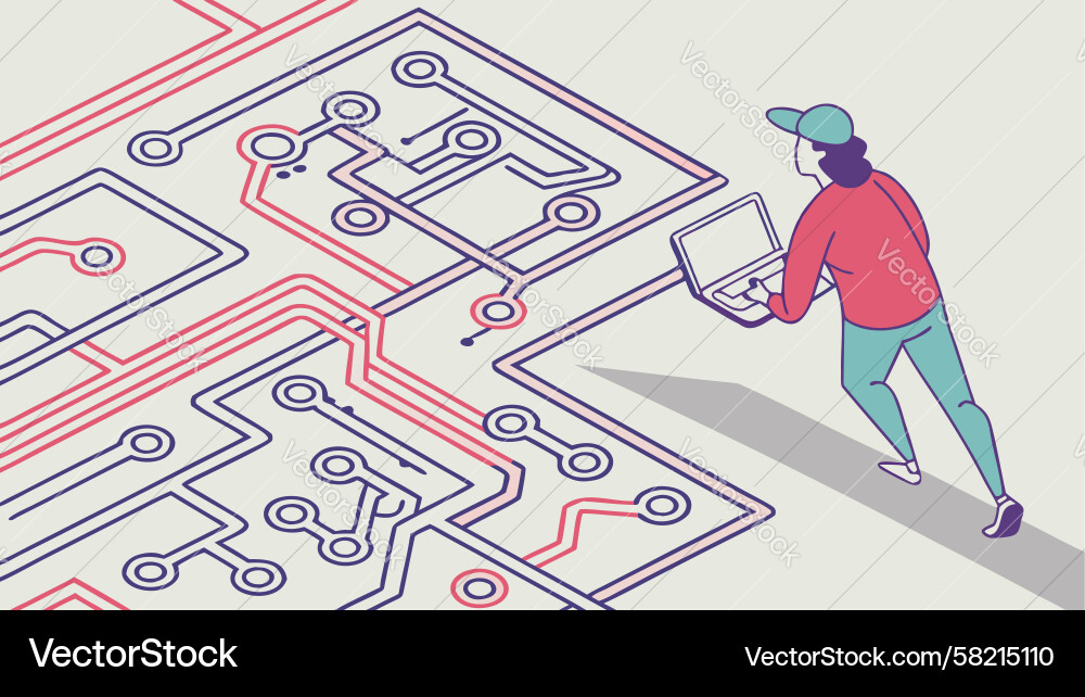 Digital Maze Navigation Vector Image