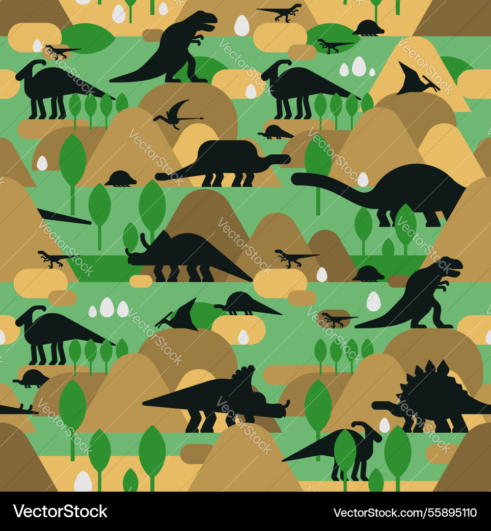 Dinosaur pattern seamless dino background Dinosaur pattern seamless dino background vector image