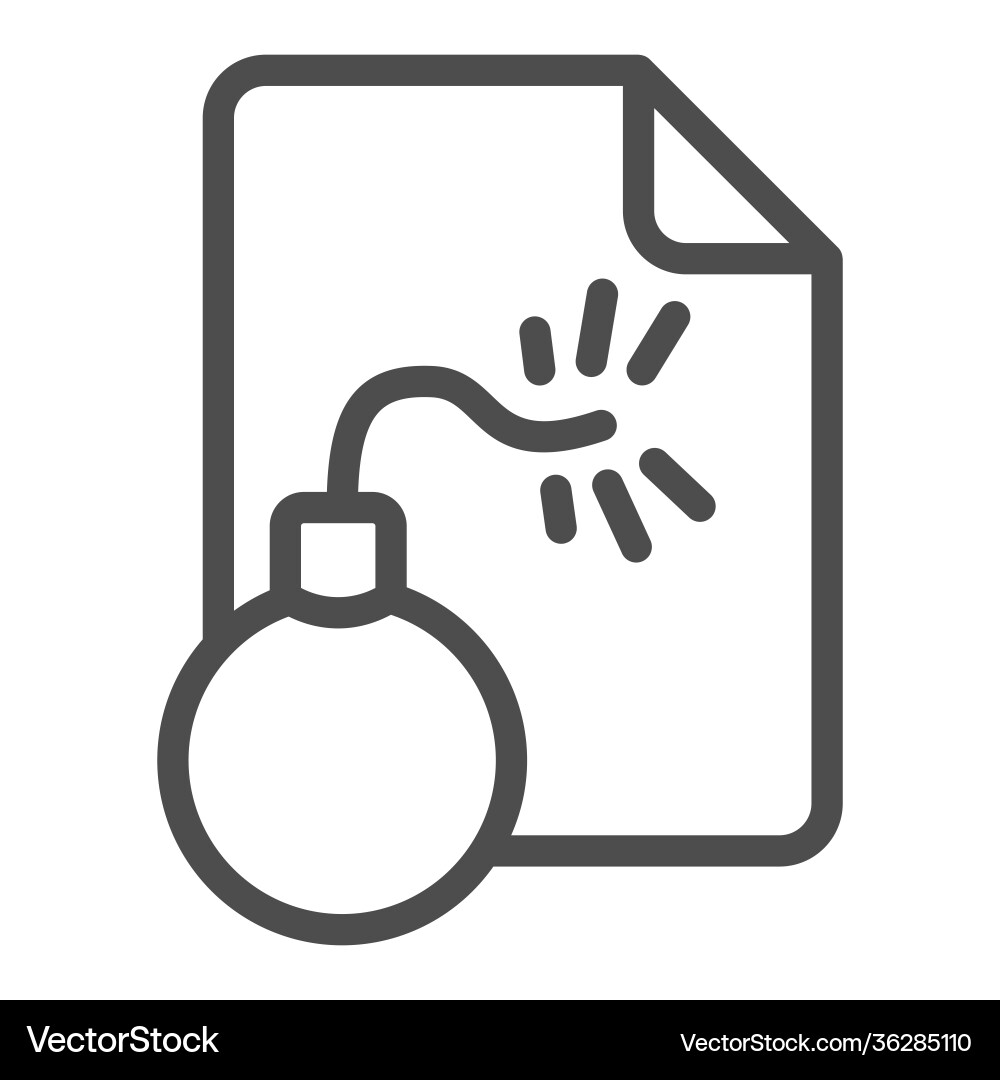 File and bomb line icon web security concept File and bomb line icon web security concept Vector Image