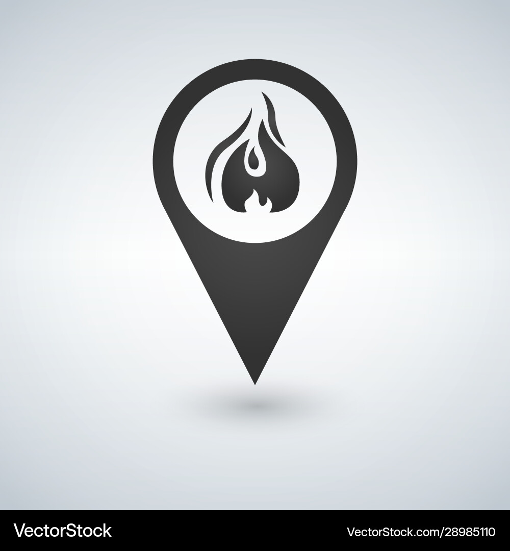 Flame point - map pointer with fireplace sign Vector Image