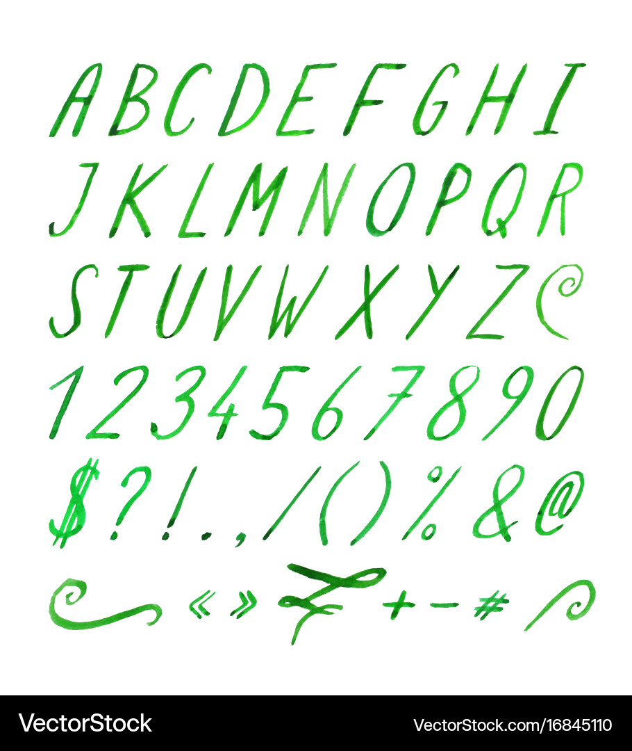 Handwritten font with punctuation marks vector image