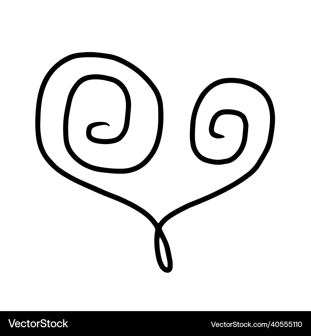 Heart in view of curls on white background doodle Vector Image