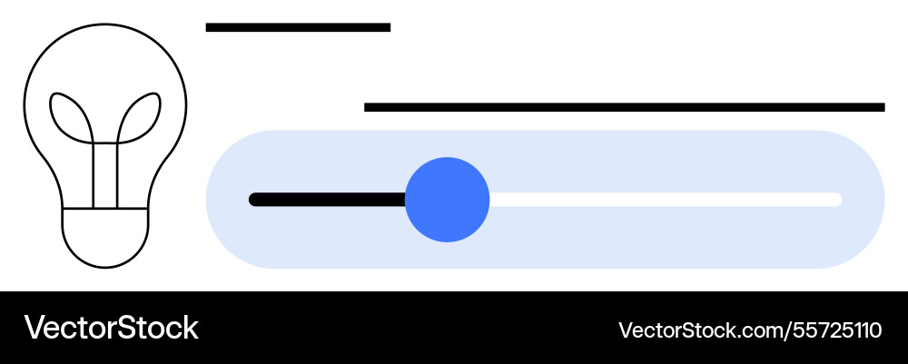 Lightbulb with slider bar representing brightness Lightbulb with slider bar representing brightness vector image