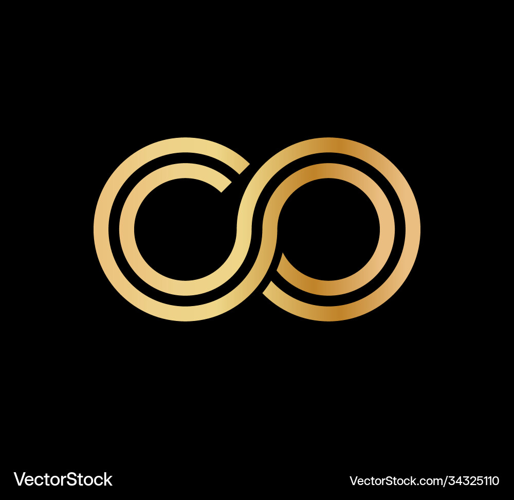 Lowercase letters c and o flat bound design vector image
