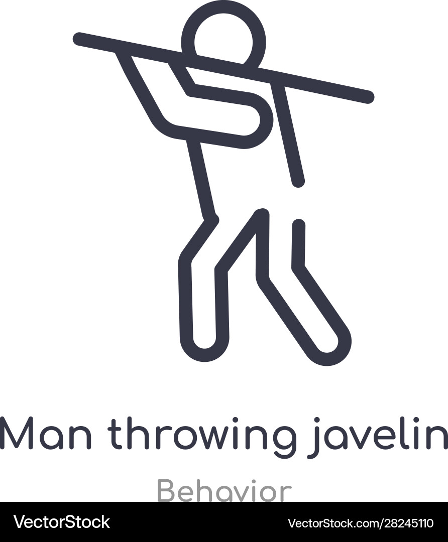 Man throwing javelin outline icon isolated line vector image