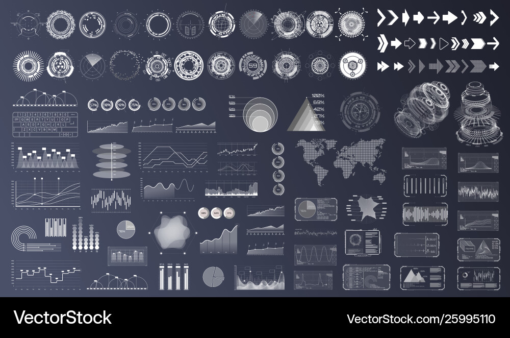 Modernes UI Element Set - Tech Interface vektorbild