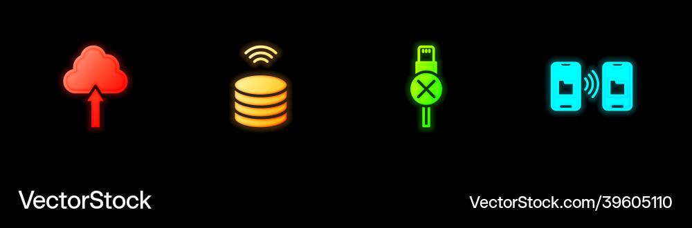 Set cloud upload smart data server no usb cable vector image
