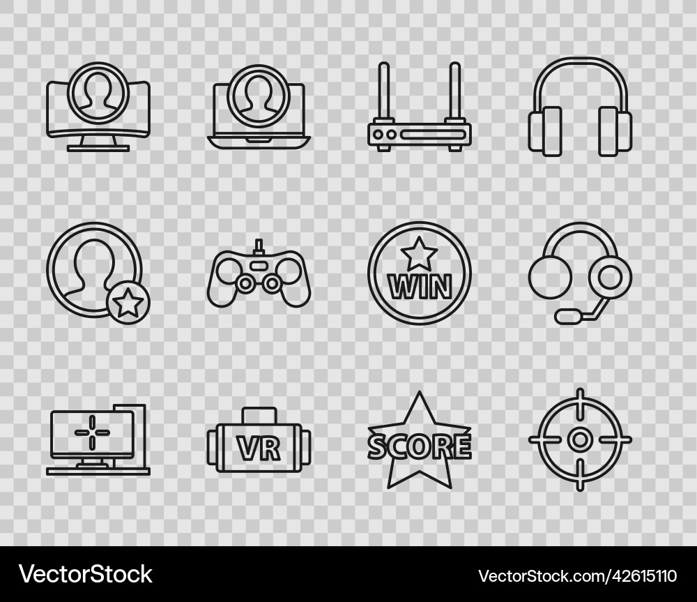 Set line computer monitor target sport router vector image