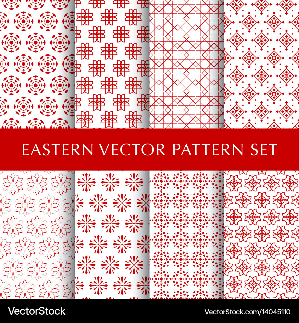 Set of eastern abstract symbol patterns vector image