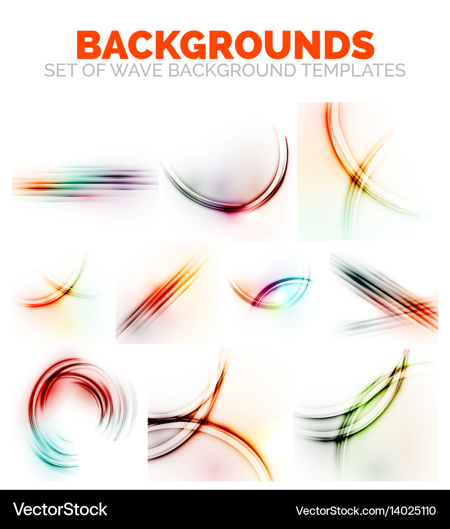 Set of isolated blurred wave element vector image