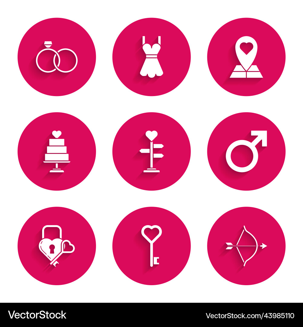 Set signpost with heart key in shape bow Set signpost with heart key in shape bow vector image