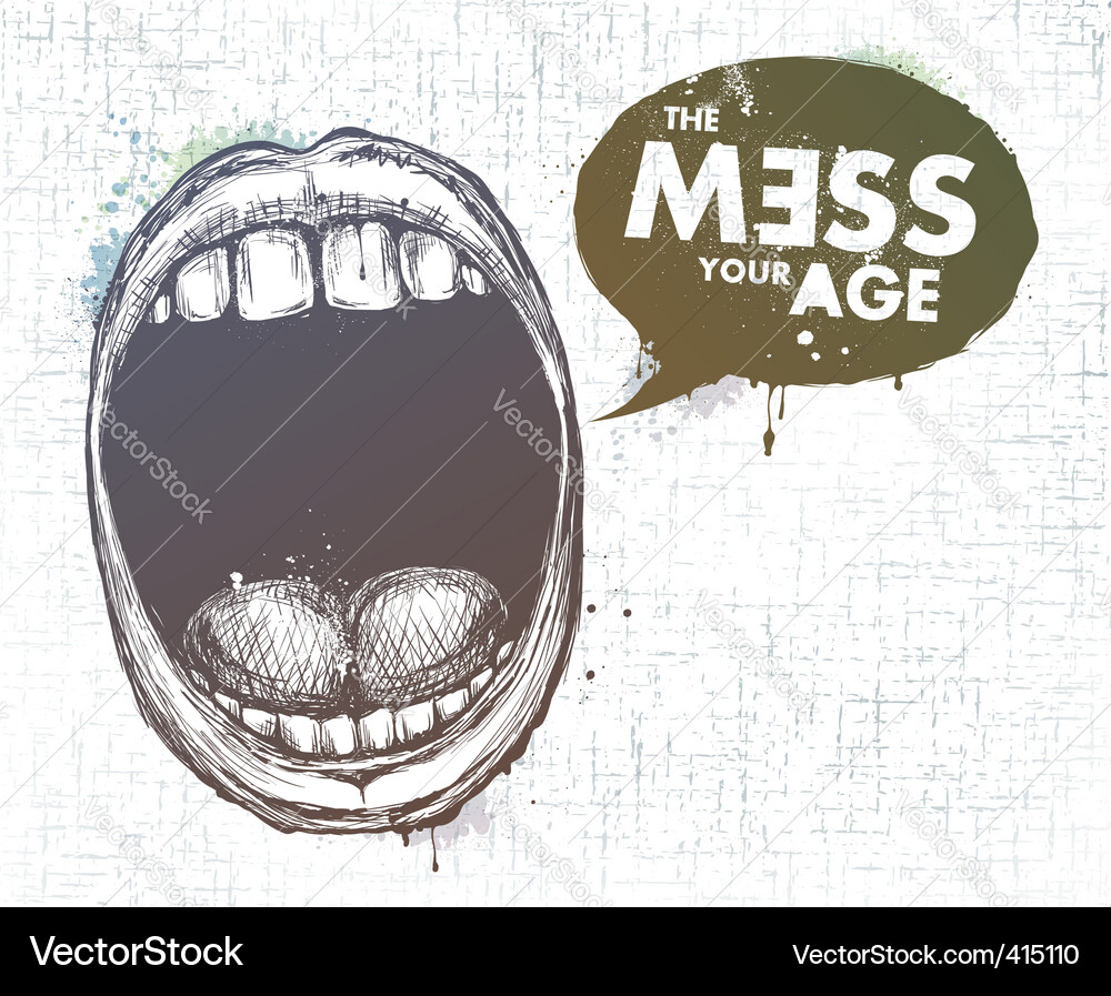 Sketchy Lips with Chat Bubble vector image