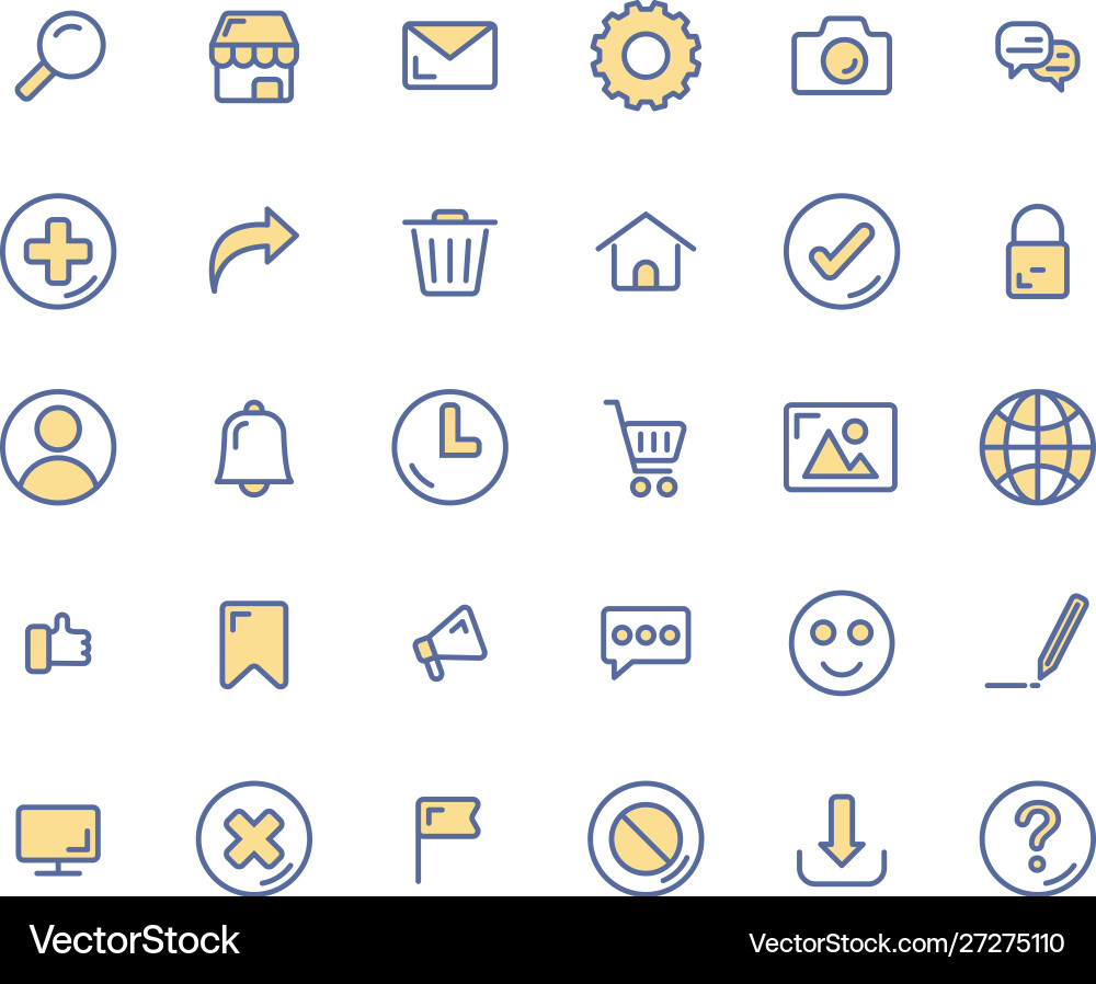 Web interface filled outline icon set Web interface filled outline icon set vector image