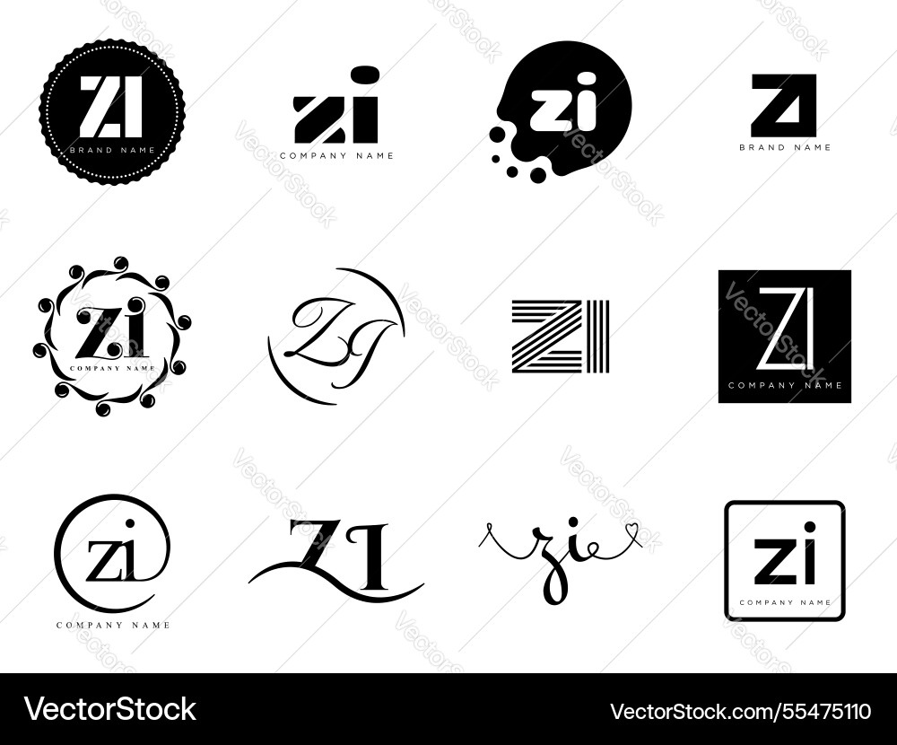 Zi logo company template letter z and i logotype Zi logo company template letter z and i logotype Vector Image
