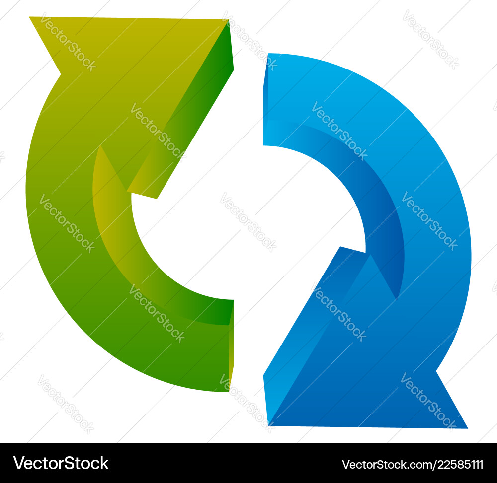 Circular arrow icon two curved arrows pointing vector image