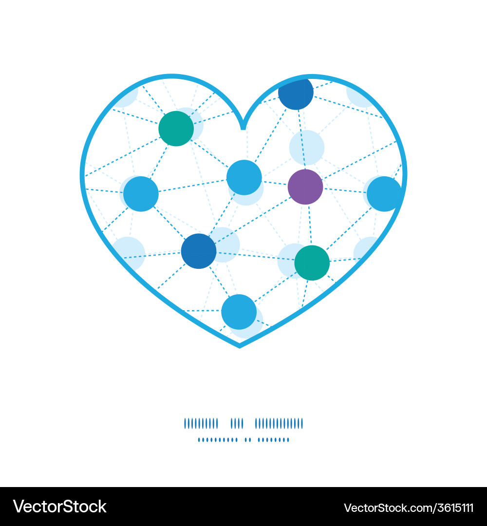 Connected dots heart silhouette pattern frame Vector Image