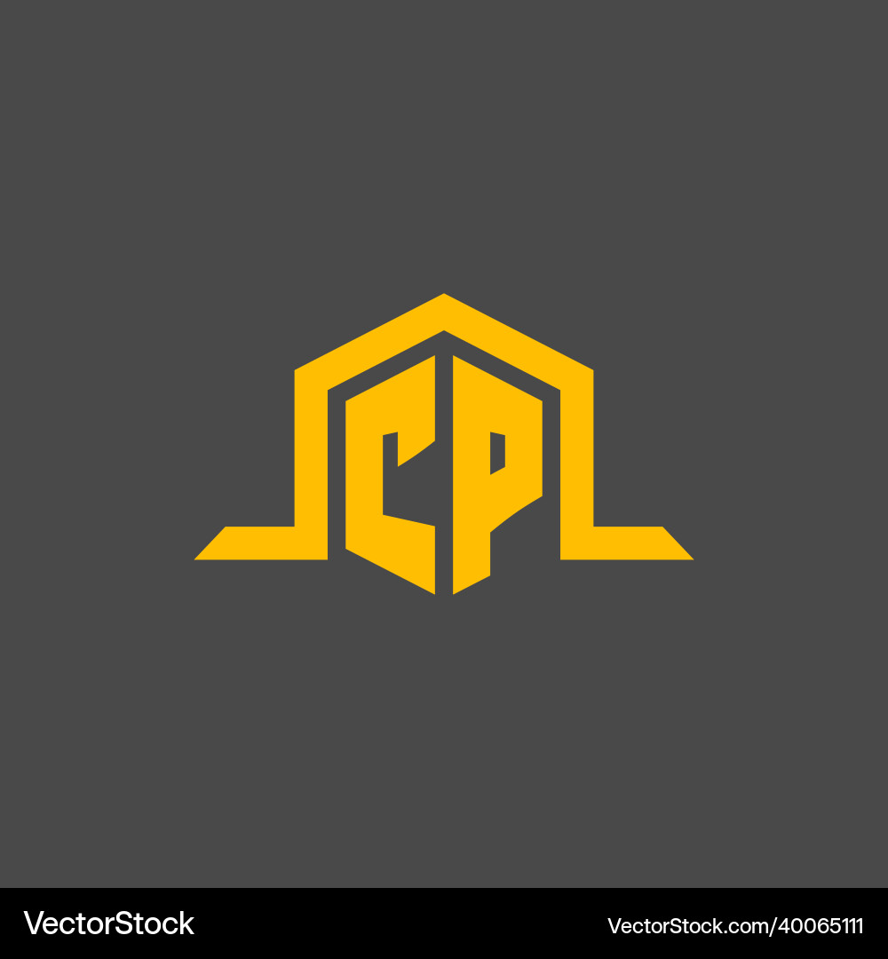 Cp monogram initial logo with hexagon style design Cp monogram initial logo with hexagon style design Vector Image