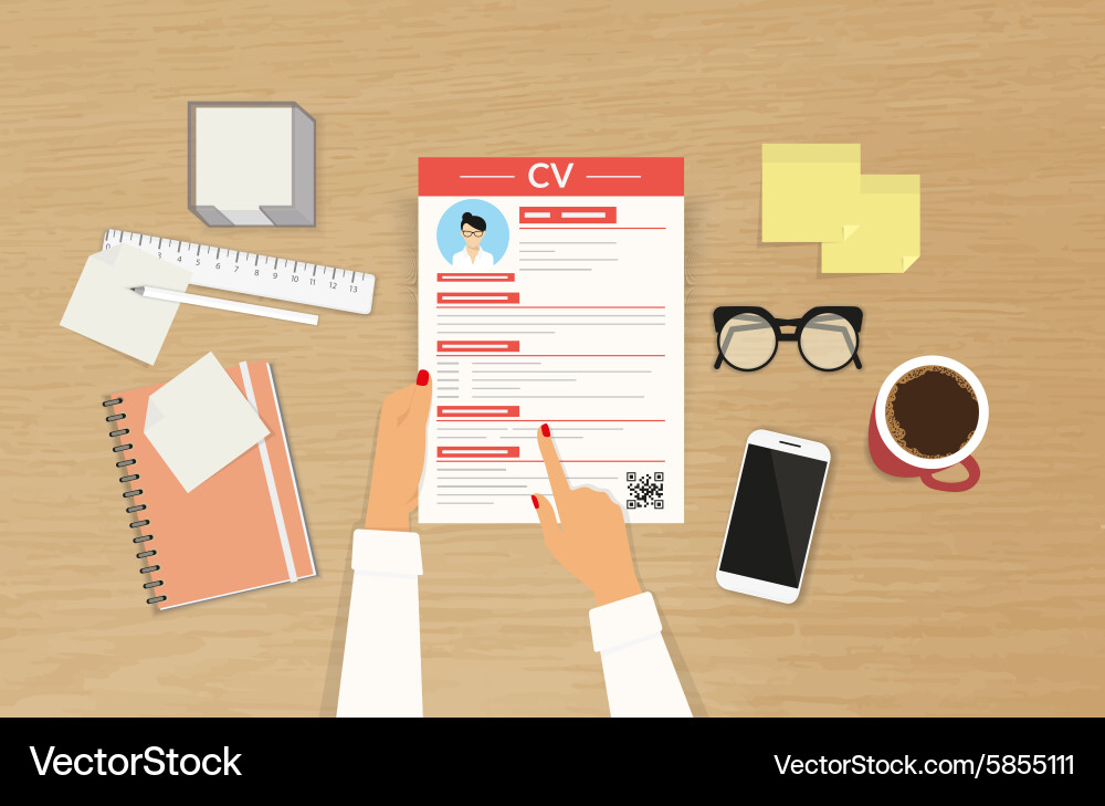 CV Template and Desktop Workspace Vector Image