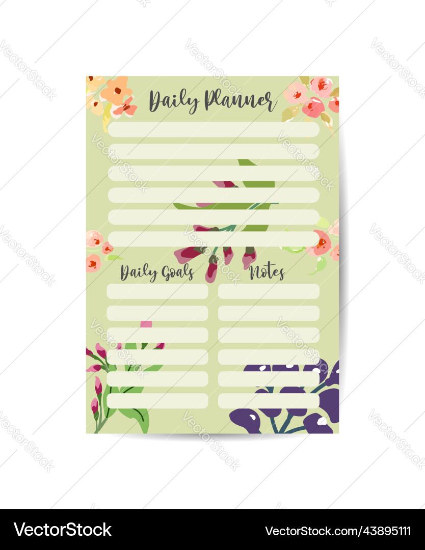 Daily routines planner template design element Daily routines planner template design element Vector Image