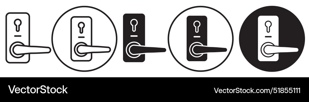 Door handle icon set collection for web vector image