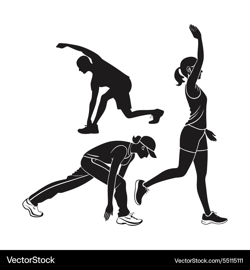 Dynamic and static stretching poses for every work Vector Image
