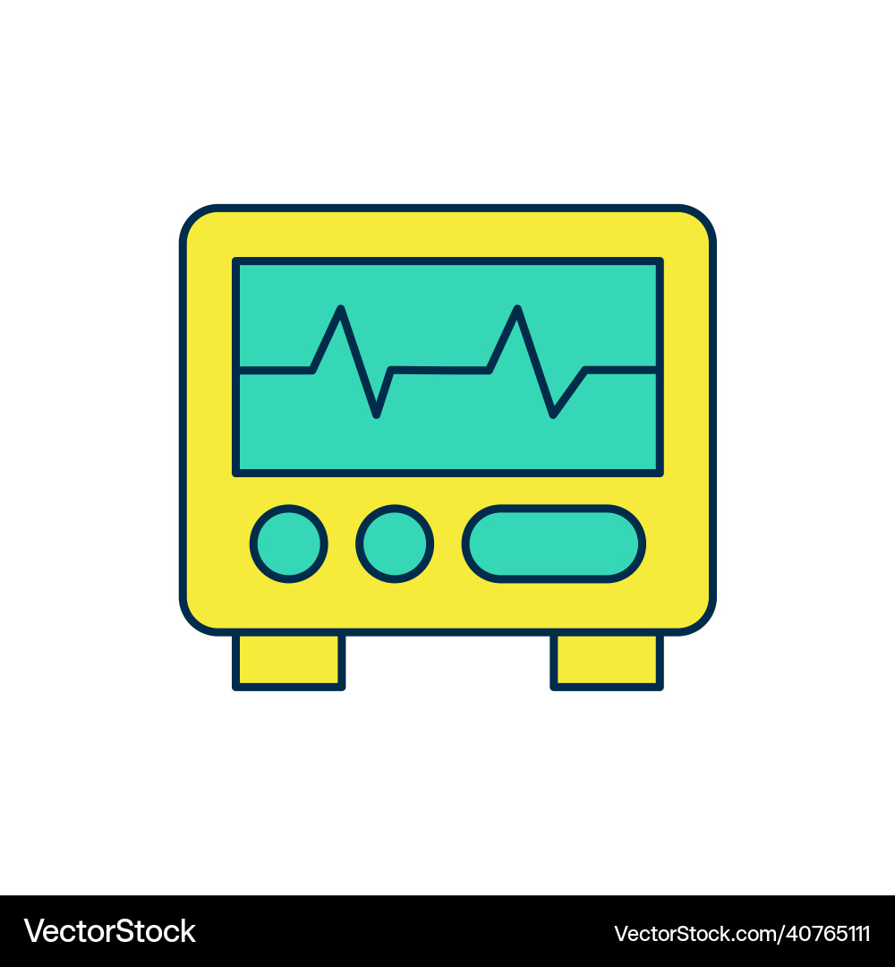 Filled outline computer monitor with cardiogram Vector Image