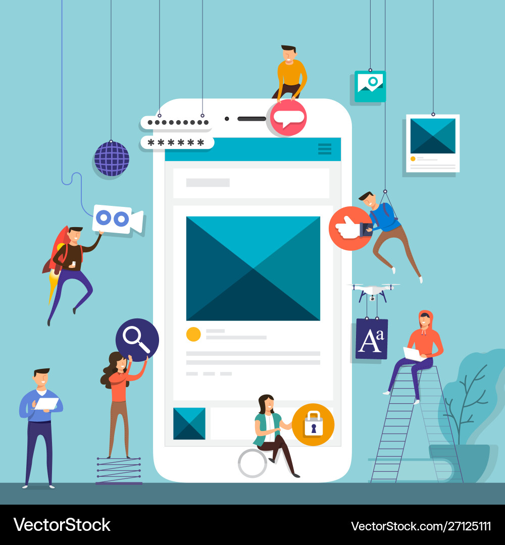 Flat design concept team working for building Flat design concept team working for building vector image