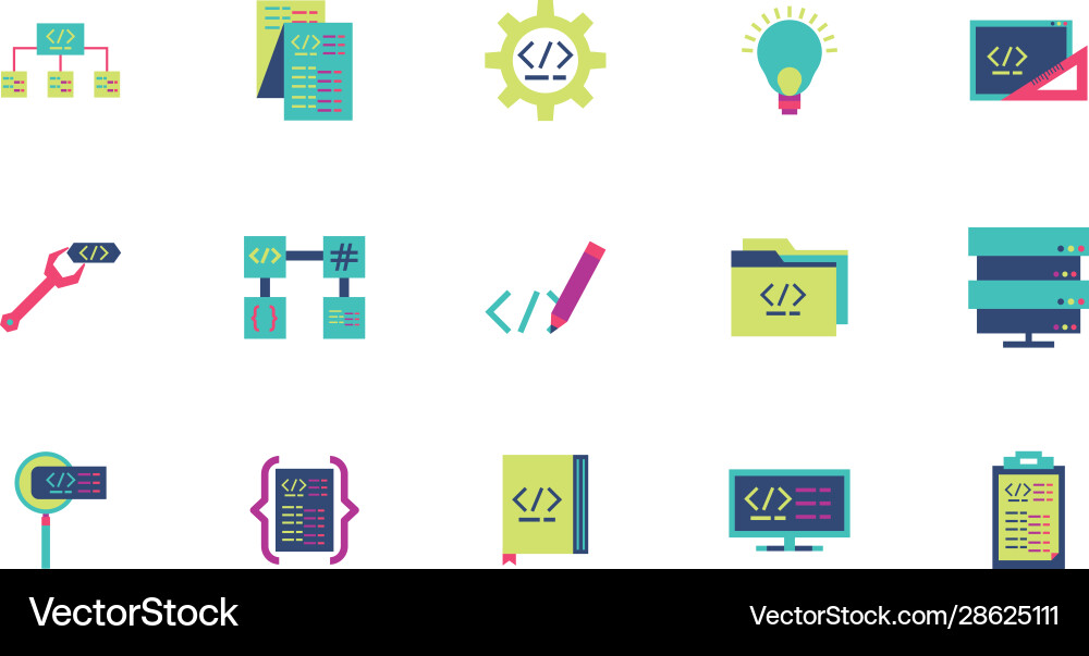 Isolated website code icon set design Vector Image