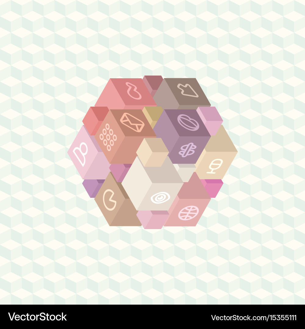 Isometric projection infographic array of cubes vector image