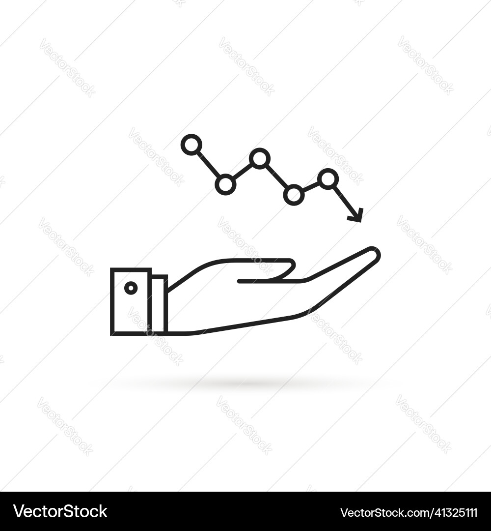 Linear hand with price or cost drop icon Linear hand with price or cost drop icon vector image