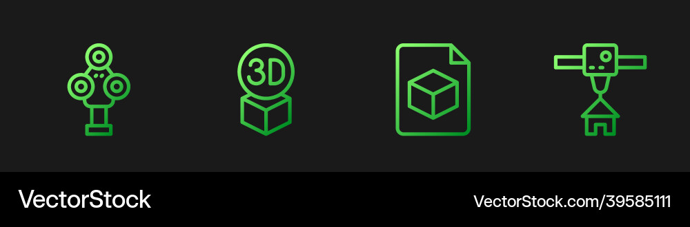 Set line isometric cube file 3d scanner vector image