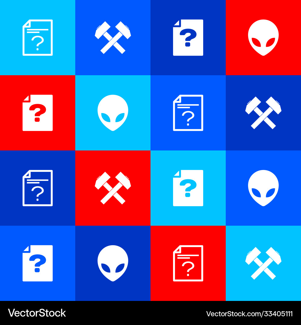 Set unknown document two crossed hammers Vector Image