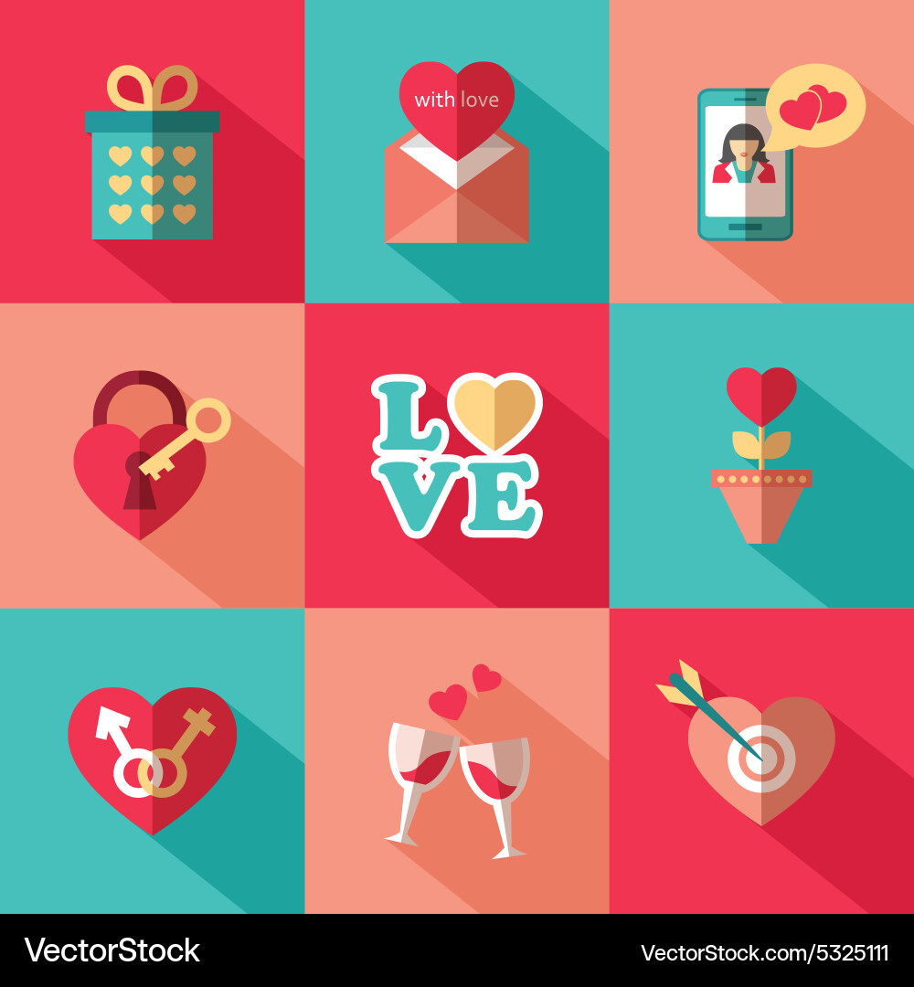 Set von flachen Valentinstag Icons Vektorbild
