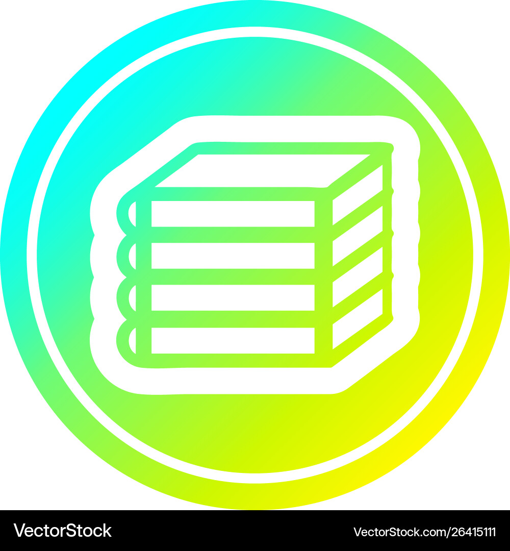Stack books circular in cold gradient spectrum vector image