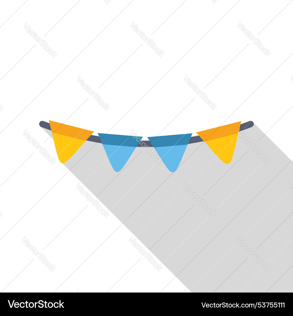 String of triangle flags hanging on rope icon flat String of triangle flags hanging on rope icon flat vector image