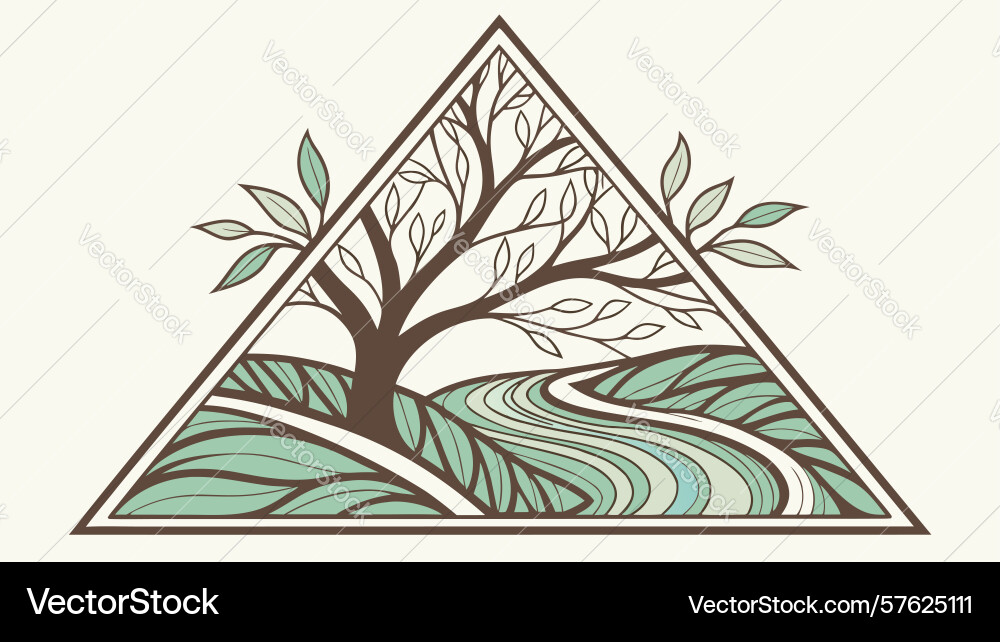 Tree with roots forming a winding river path vector image