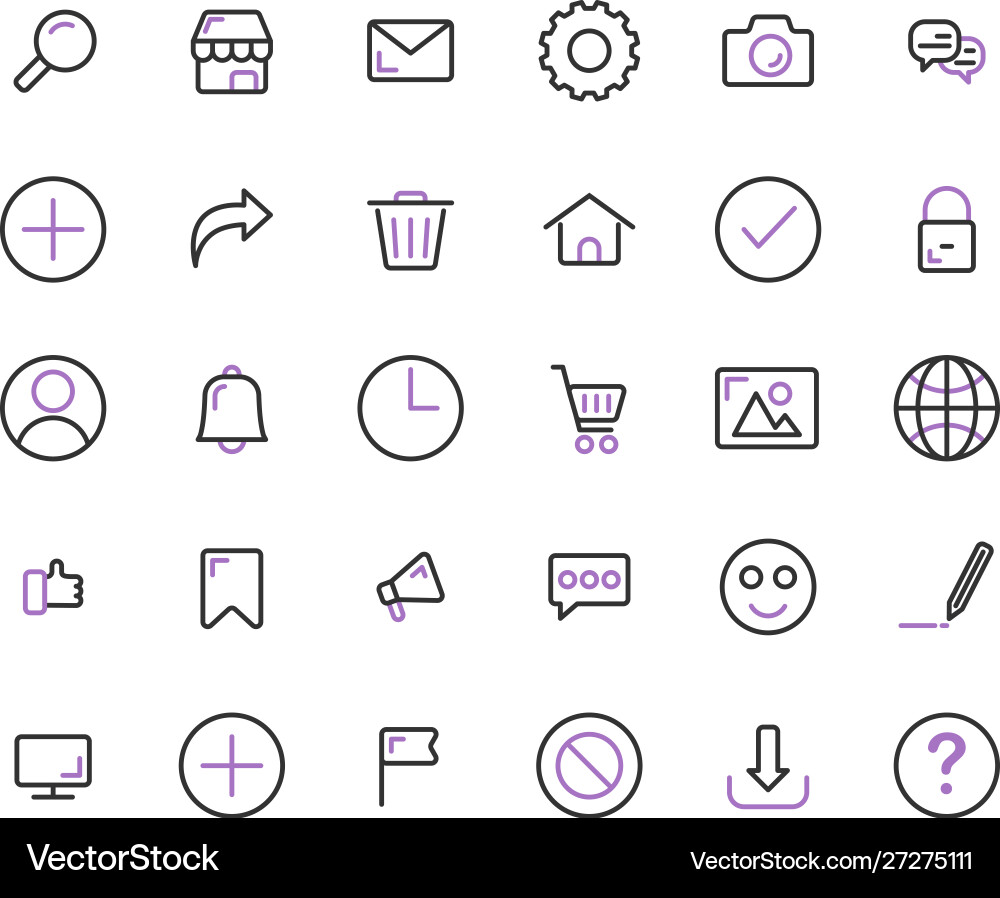 Web interface outline icon set Web interface outline icon set vector image