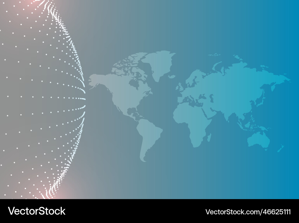World map with circular particles background Vector Image