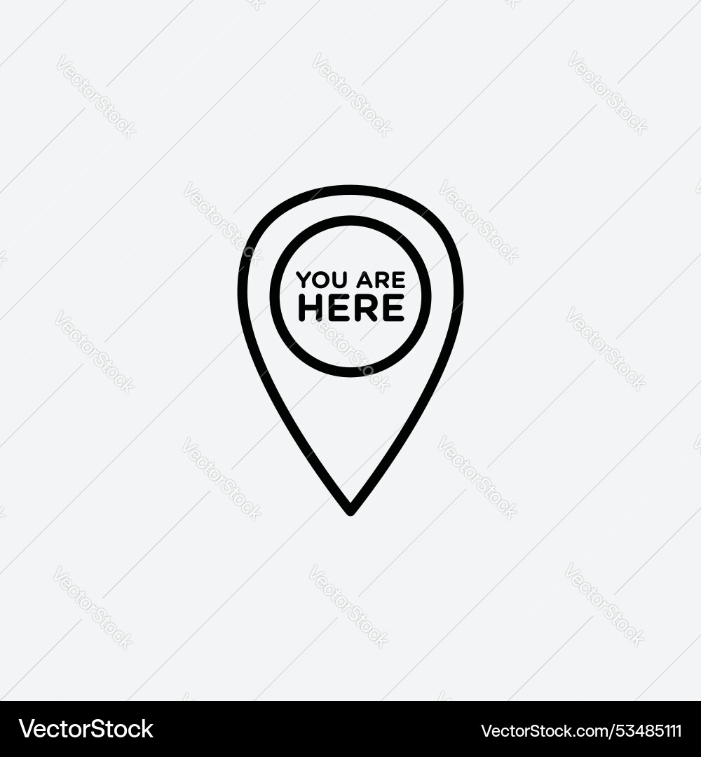 You are here pointerline in thin line black color vector image