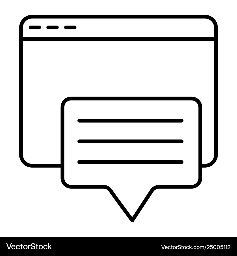 Browser window and speech bubble thin line icon vector image